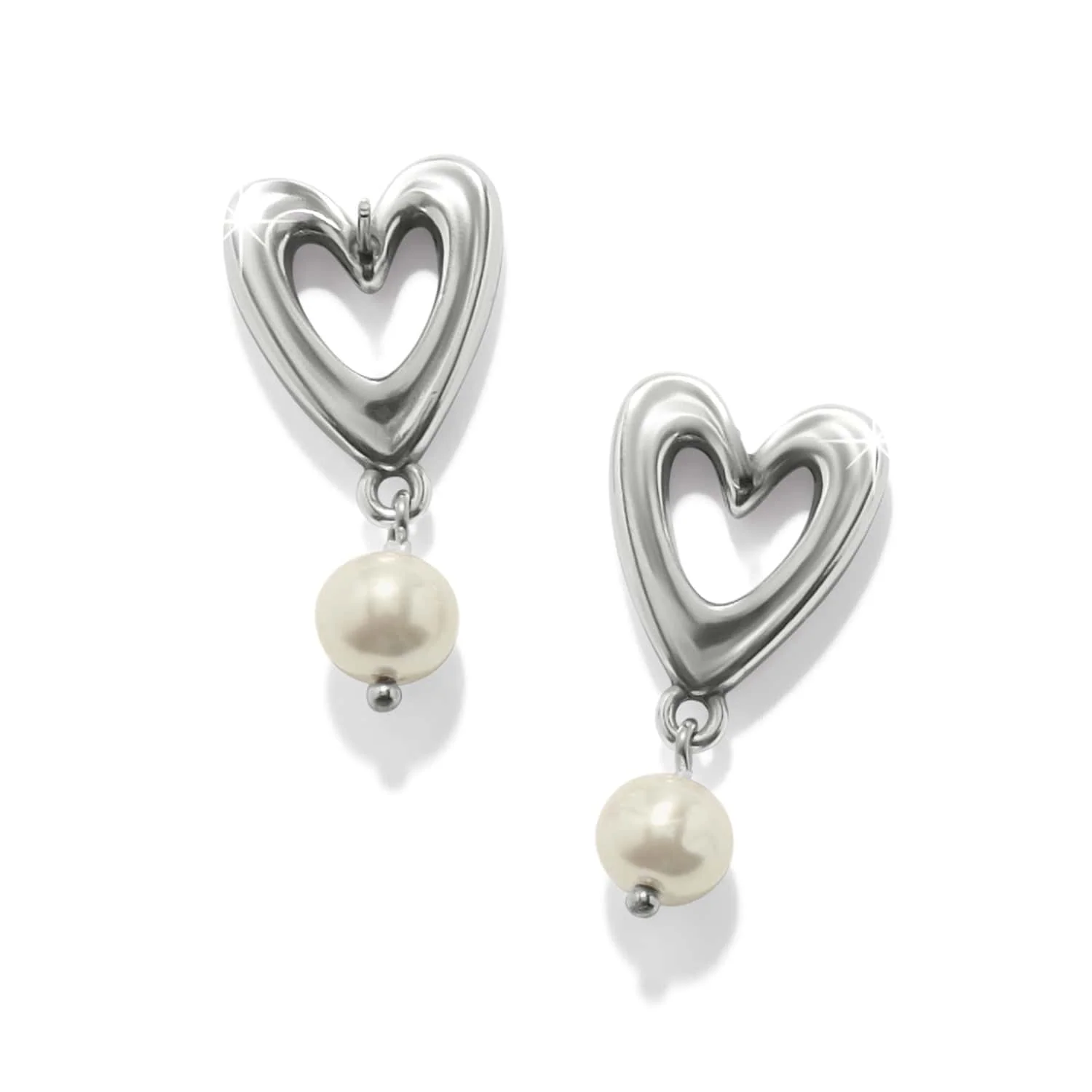 Cascade Open Heart Pearl Post Drop Earrings - Image 2