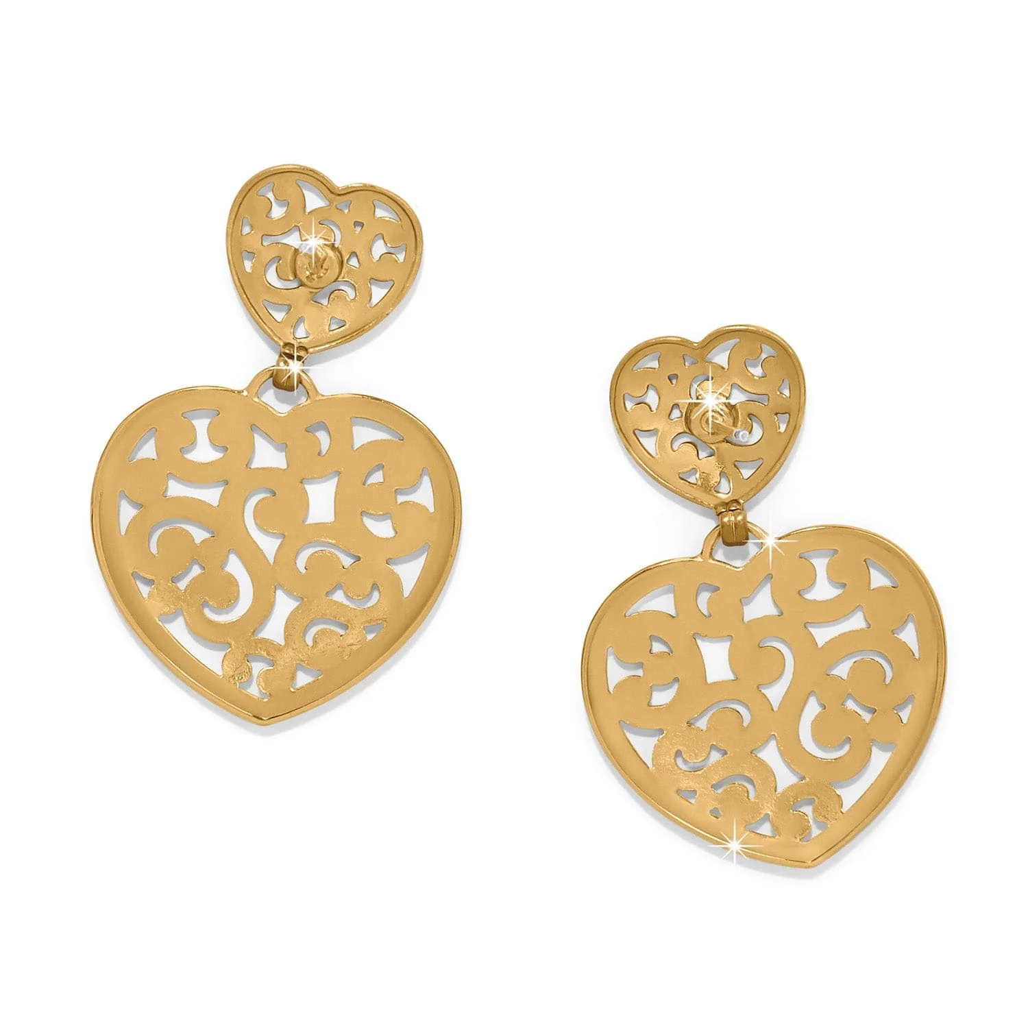 Contempo Heart Double Post Drop Earrings - Image 2