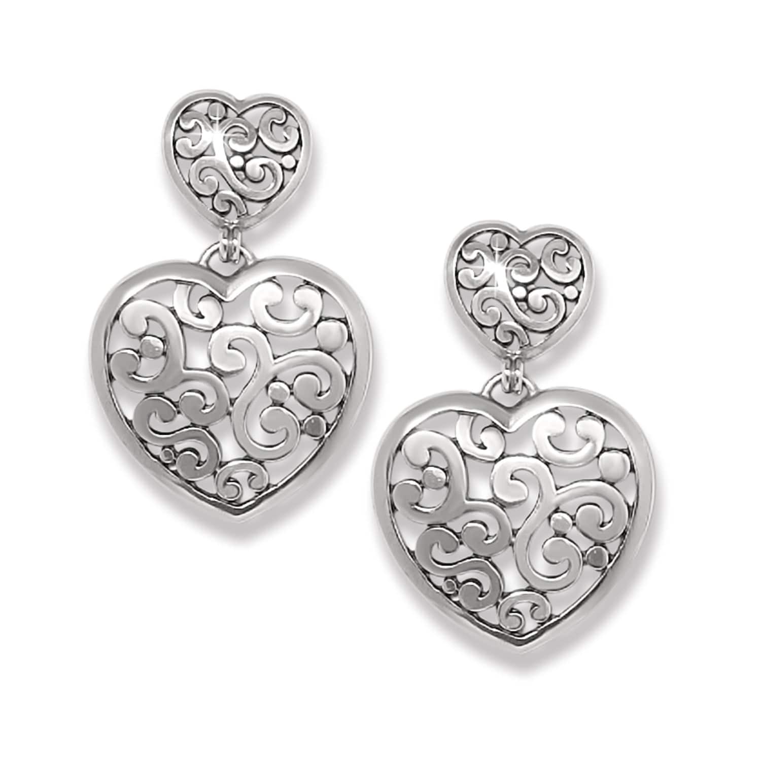 Contempo Heart Double Post Drop Earrings - Image 3