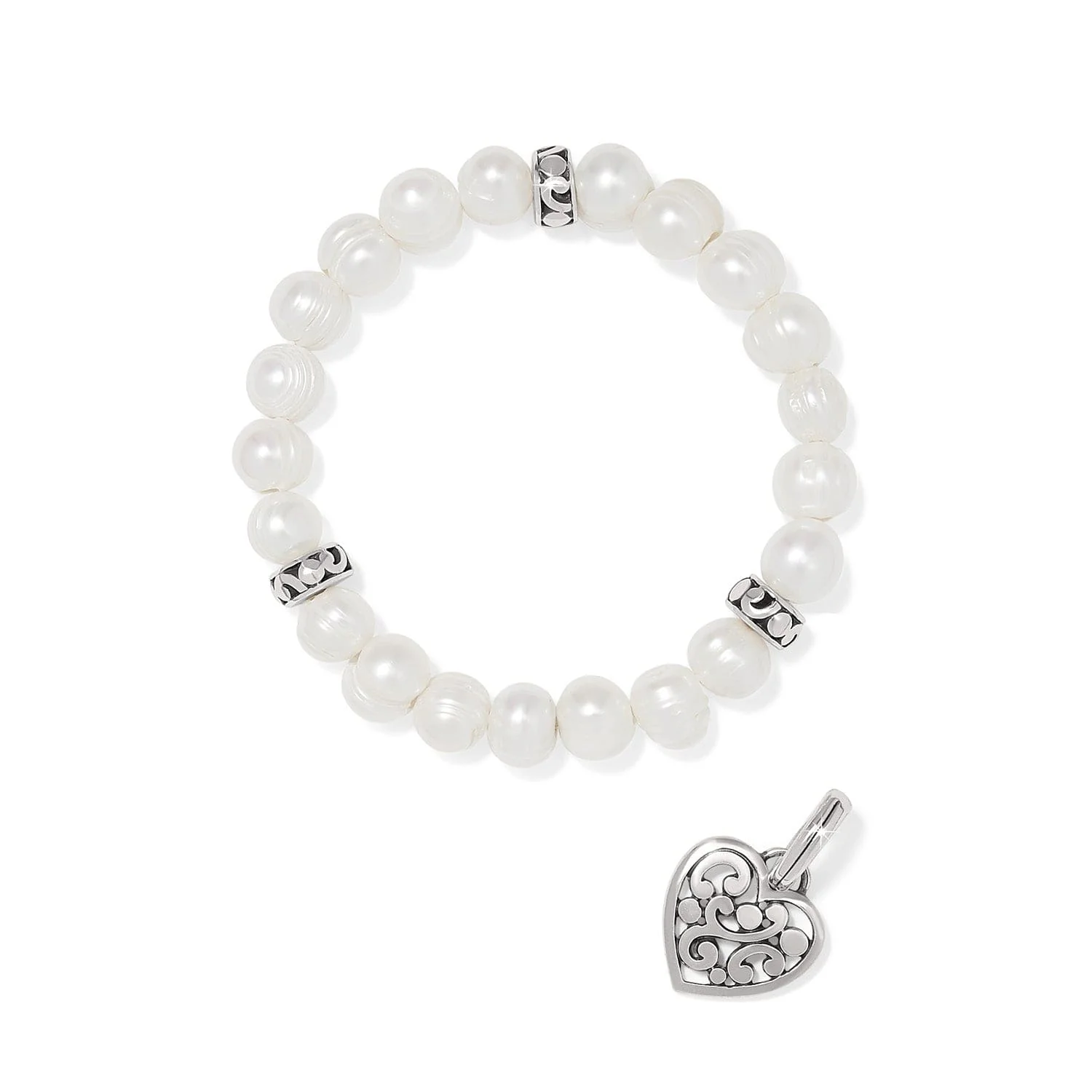 Contempo Heart Pearl Stretch Bracelet - Image 2