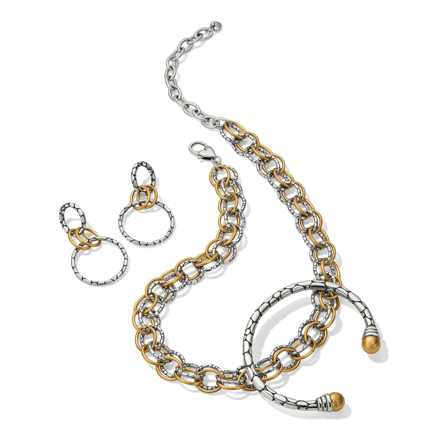 Pebble Link Two Tone Necklace - Image 3