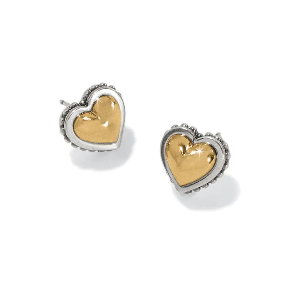 Pretty Tough Petite Two Tone Heart Post Earrings - Image 2